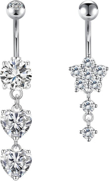 Bauchnabelpiercing Set 14G Chirurgenstahl Silber Gold Zirkonia