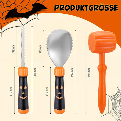 Kürbis Schnitzset Halloween DIY 23-tlg. Hammer 20 Formen Edelstahl