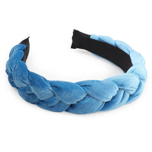 Geflochtene Stirnbänder Samt Haarreifen Elastische Haarbänder Blau