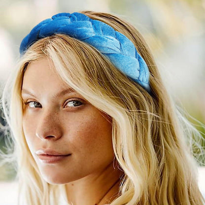 Geflochtene Stirnbänder Samt Haarreifen Elastische Haarbänder Blau
