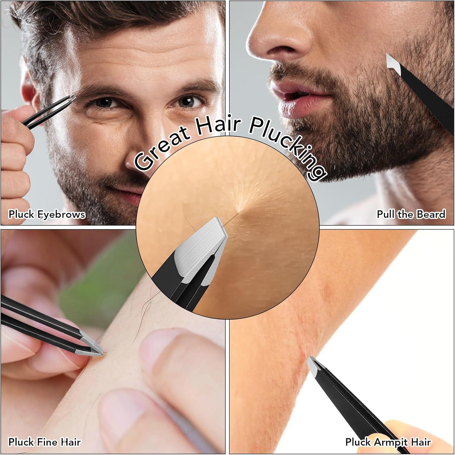 7-teiliges Pinzettenset für Augenbrauen Eingewachsene Haare Schwarz