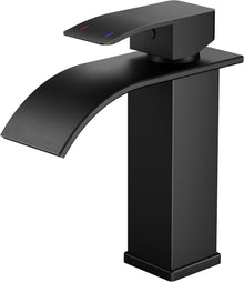 FORIOUS Wasserhahn Schwarz Wasserfall Waschtischarmatur 110mm Höhe