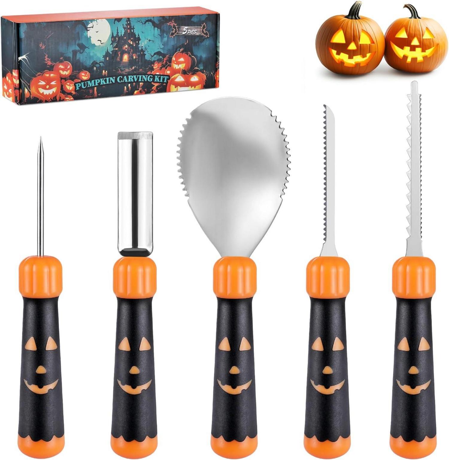 Halloween Kürbis Schnitzset 5-tlg. Profi Werkzeuge in Tasche