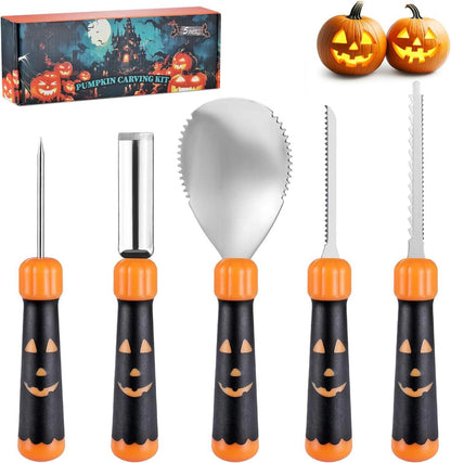 Halloween Kürbis Schnitzset 5-tlg. Profi Werkzeuge in Tasche