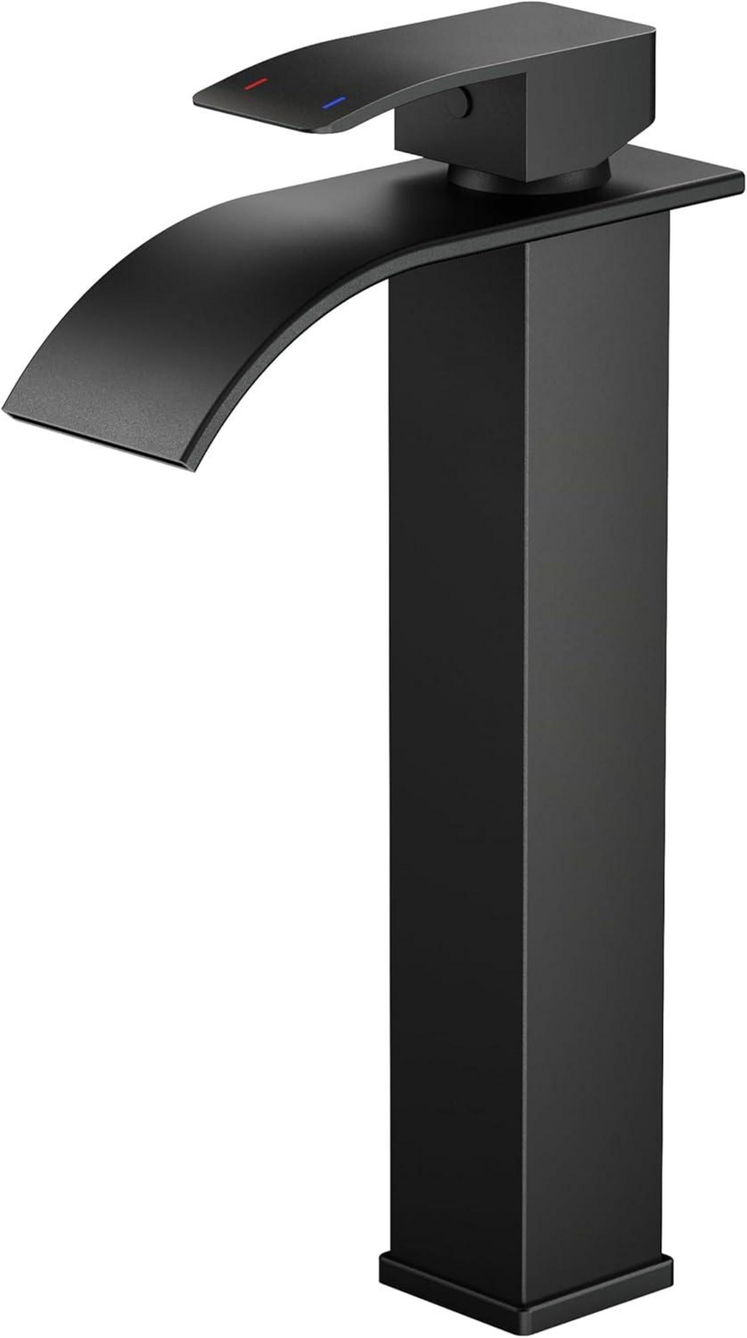 Wasserhahn Schwarz mit Wasserfall Auslauf und Einhandmischer