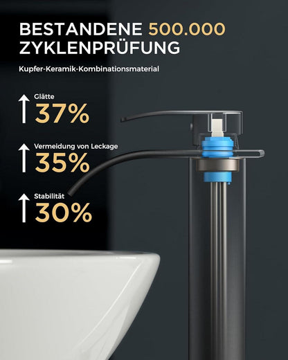 Wasserhahn Schwarz mit Wasserfall Auslauf und Einhandmischer