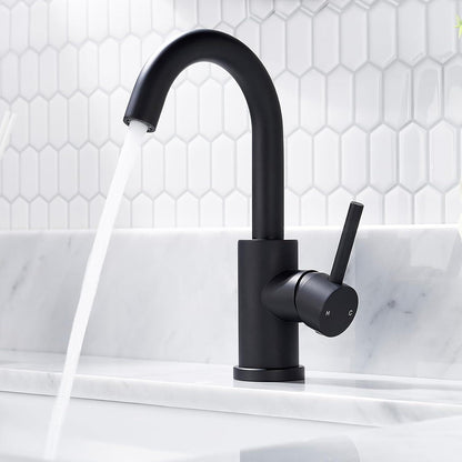 FORIOUS Schwarz Wasserhahn Bad 360° Drehbar Edelstahl Mischbatterie
