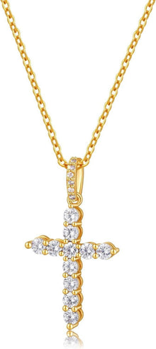 Zarte Kreuzkette mit Anhänger in Silber und Gold Mix