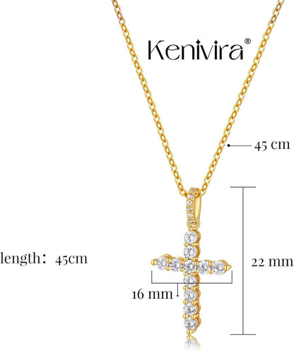 Damen Kreuzkette Silber Kreuz Anhänger Halskette Gold Kette