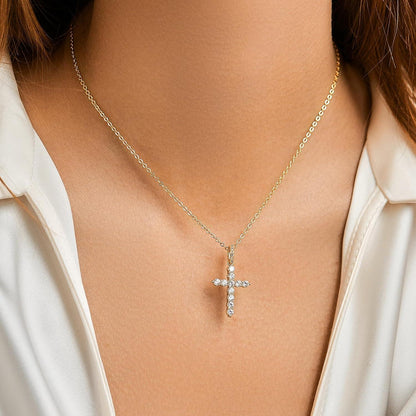 Kreuz Kette Silber Gold Damen Halskette Kette Anhänger CZ