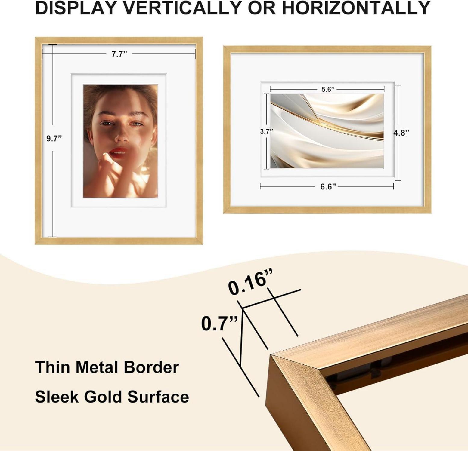 Aluminium Bilderrahmen 20x25 cm mit Matten und Plexiglas, 2er Pack Gold