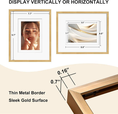 Aluminium Bilderrahmen 20x25 cm mit Matten und Plexiglas, 2er Pack Gold