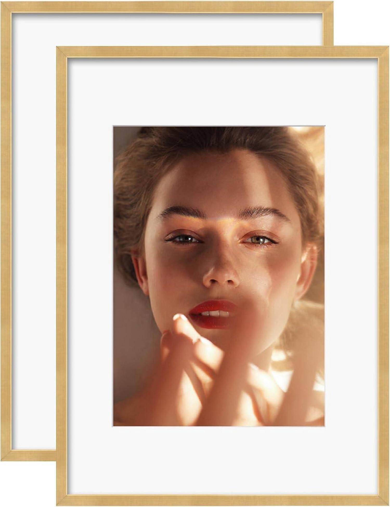 Aluminum Picture Frame Set for A3 Prints, 2 Pack Gold Frames