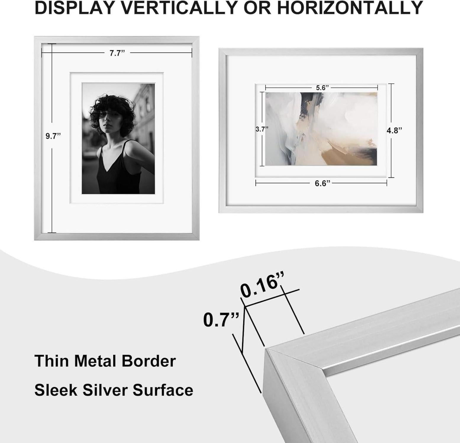Aluminium Bilderrahmen 20x25 cm mit Plexiglas, 2er Pack Silber
