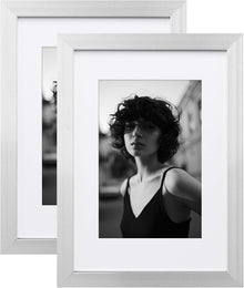 Aluminum Picture Frame Set with Mats and Plexiglass, 2 Pack