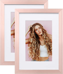 Aluminum Picture Frame Set with Mats and Plexiglass - 2 Pack