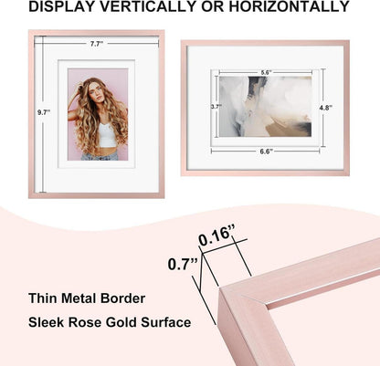 Egofine 20x25 cm Aluminium Bilderrahmen Display mit Matten Rose Gold 2er Pack