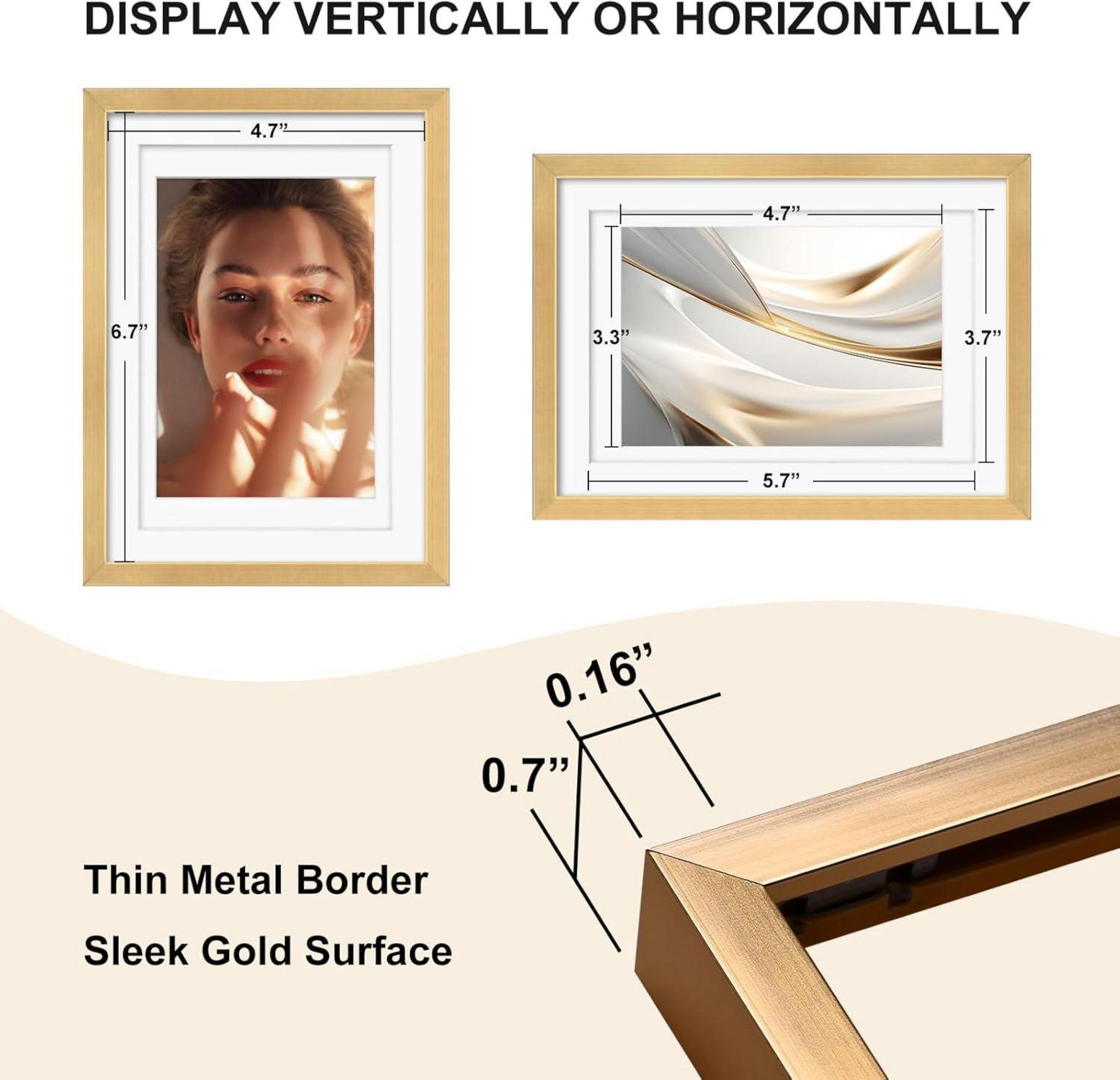 Aluminium Bilderrahmen 13x18 cm 2er Pack Gold Matten Plexiglas Tisch Wandmontage