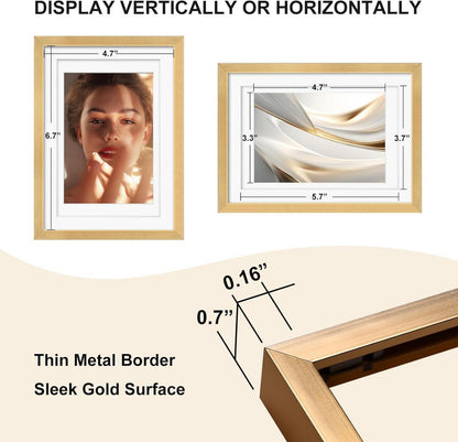 Aluminium Bilderrahmen 13x18 cm 2er Pack Gold Matten Plexiglas Tisch Wandmontage