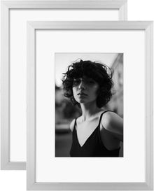 Aluminum A4 Picture Frame Set with Mats and Plexiglass 2 Pack
