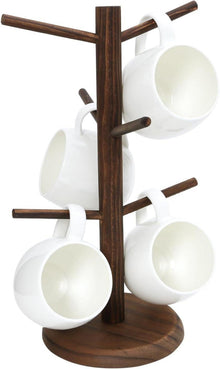 Kaffeebecherhalter Holz Kaffeetassenständer Theke 6 Haken Organizer