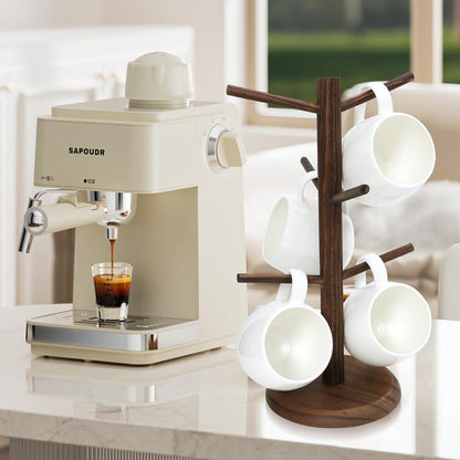 Kaffeebecherhalter Holz mit dickerem Boden 6 Haken organizer