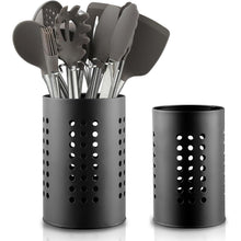 Küchenutensilienhalter Edelstahl 2 Stück Schwarz