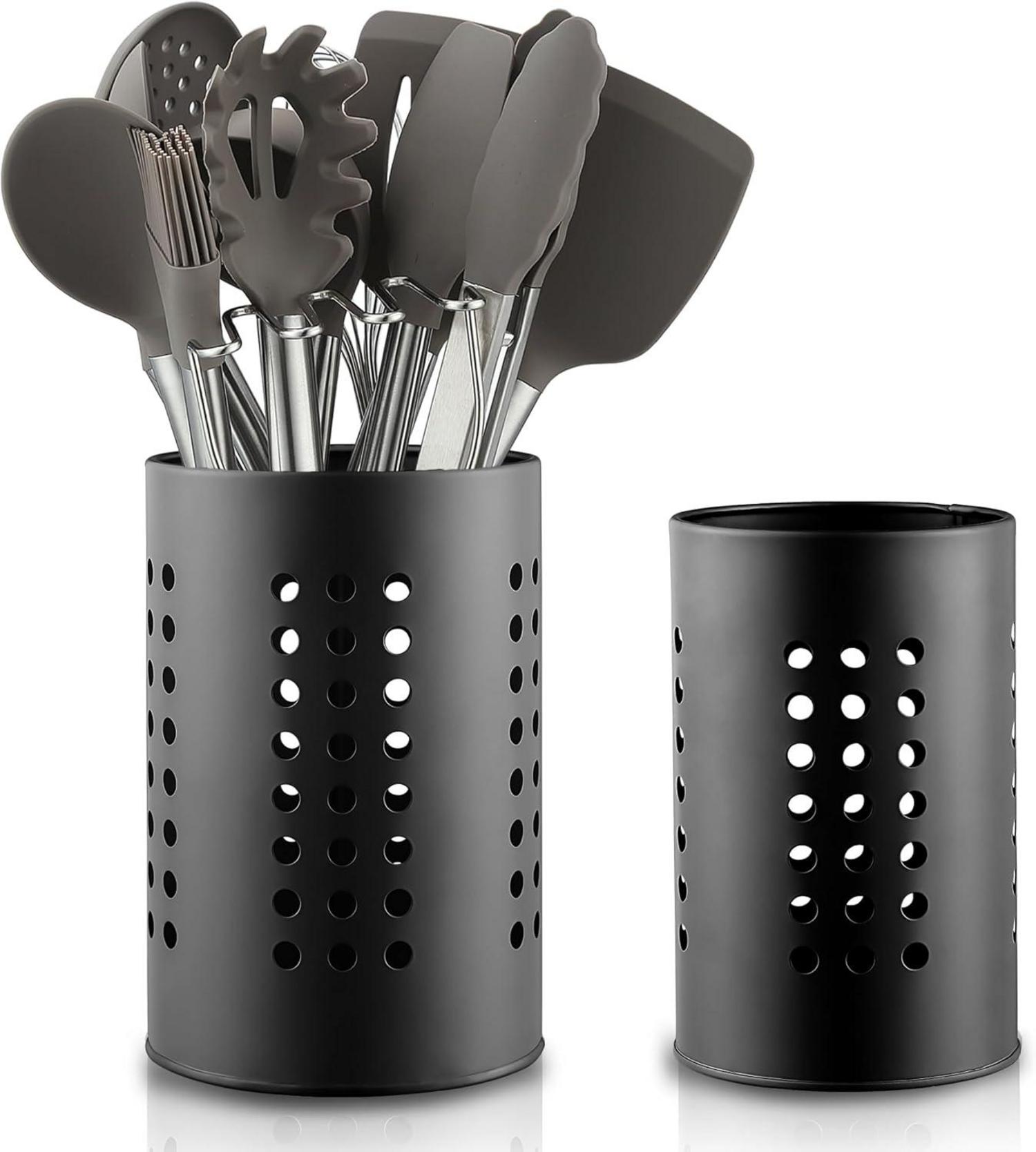 Schwarzer Edelstahl Küchenutensilienhalter Set, Bauernhausstil