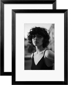 Aluminum Picture Frame for A4/A5 Photos, 2 Pack Black Mats included
