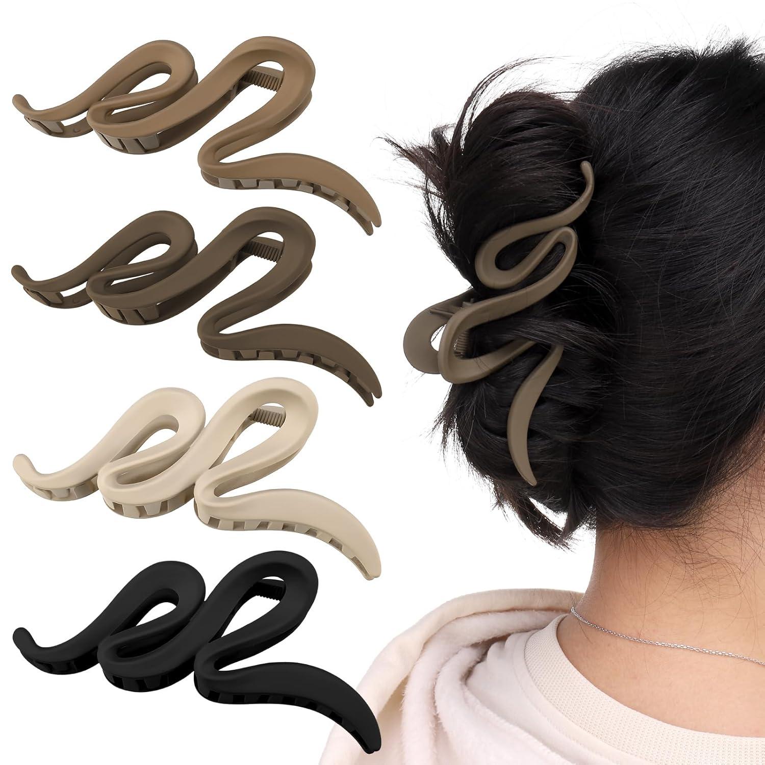 4er Set Große Haarklammern mit Wellenform, 13cm, Rutschfest