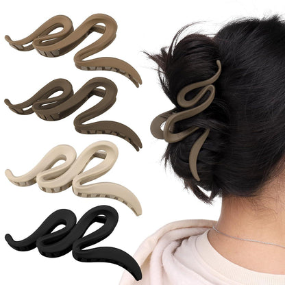 4er Set Große Haarklammern mit Wellenform, 13cm, Rutschfest
