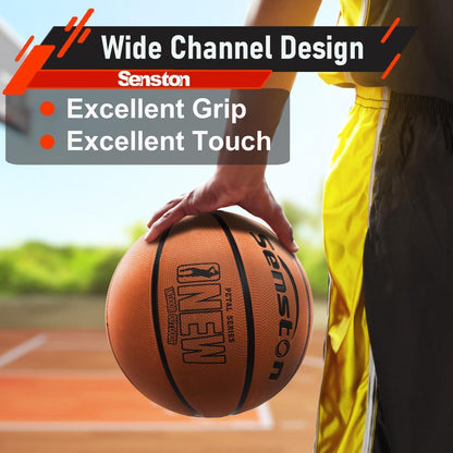 Basketball Größe 7 mit Pumpe, für Innen & Außen, Braun