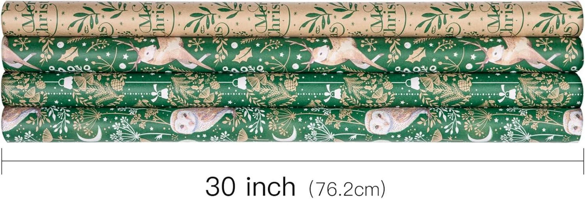 Weihnachts-Geschenkpapier Kraftpapier Eule Rentier