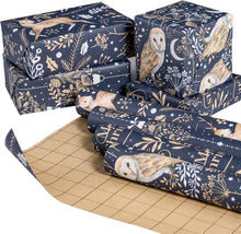 Weihnachts-Geschenkpapierrolle Kraftpapier Rentier Eule 4 Rollen