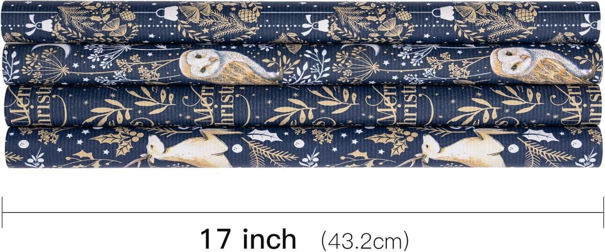 Weihnachts-Geschenkpapierrolle Kraftpapier 4 Rollen 43,2 cm