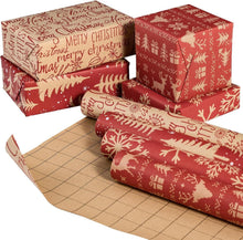 Weihnachts-Geschenkpapier Kraftpapier Rotes Rentier Schneeflocke 4