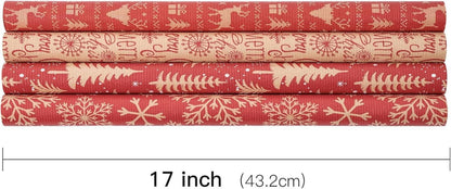 Weihnachts-Geschenkpapier 4 Rollen Kraftpapier Rentier