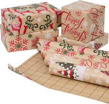 Weihnachts-Geschenkpapierrolle Kraftpapier 4 Designs 43,2cm x 3m
