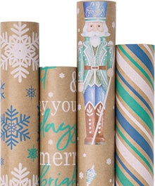 Weihnachts-Geschenkpapier Kraftpapier Nussknacker Schneeflocke