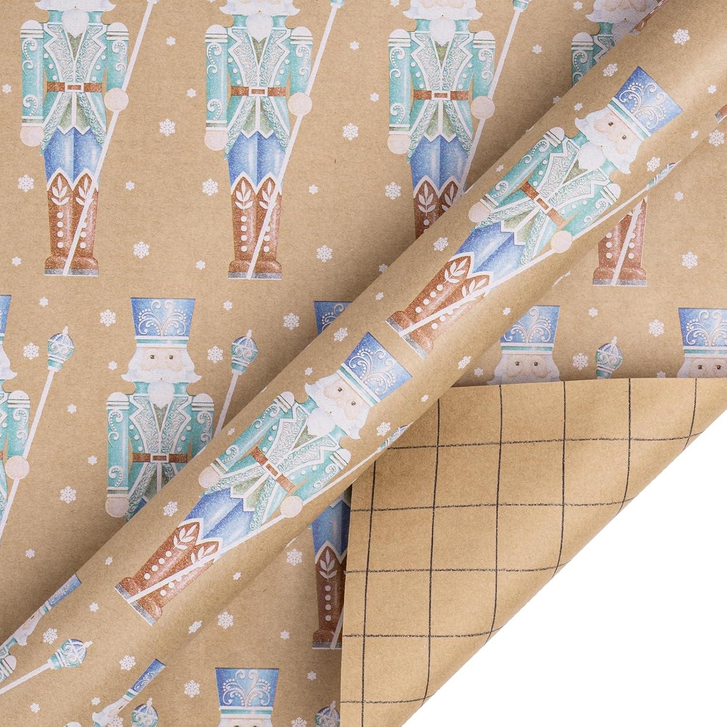 Weihnachts-Geschenkpapier Kraftpapier Nussknacker Schneeflocke