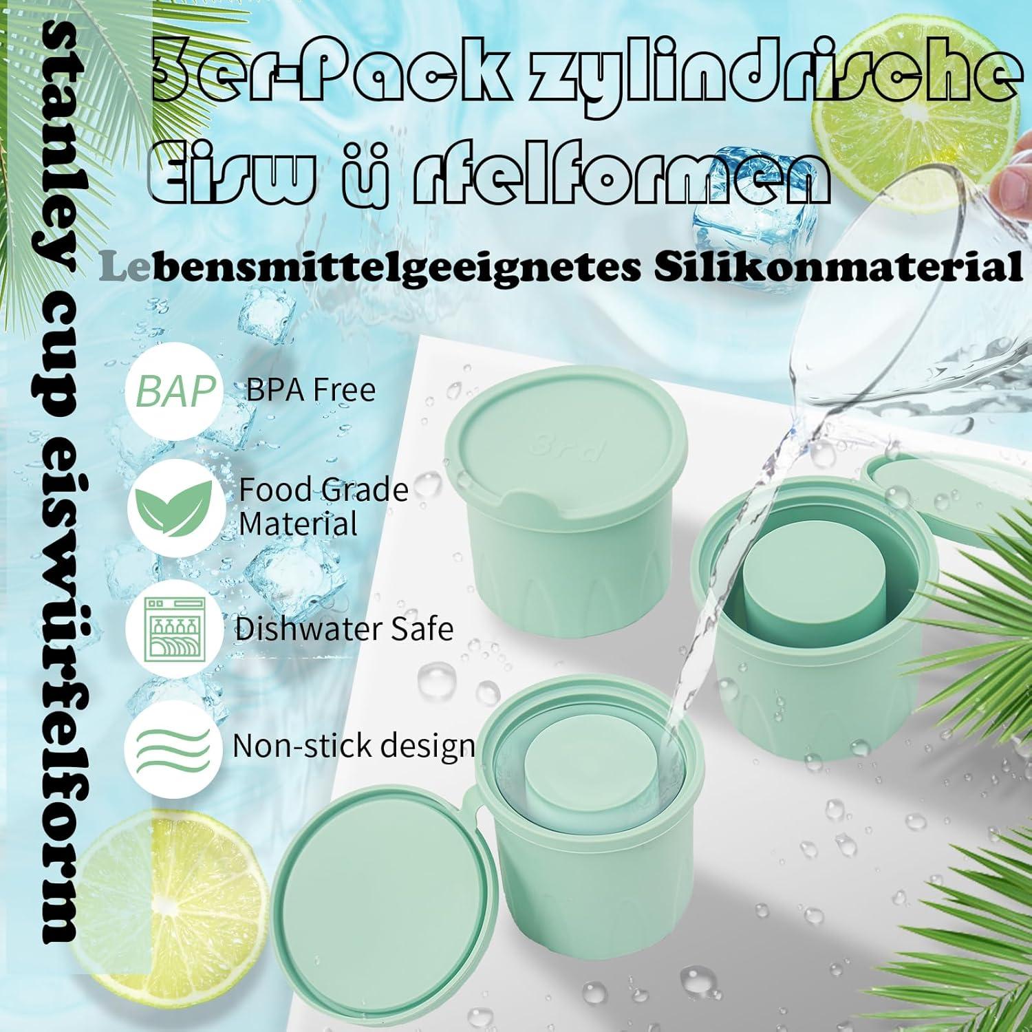 Eiswürfelform Silikon für Stanley Cup 3 Stück Ice Cube Tray Deckel