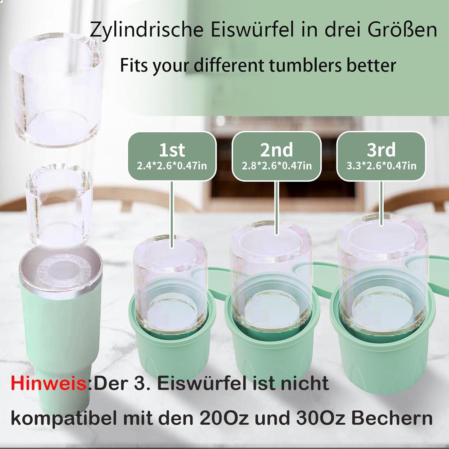 Eiswürfelform Silikon Stanley Cup 3 Stück Ice Cube Tray Deckel Kaffee Cocktails Whisky Getränken Grün