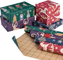 Weihnachts-Geschenkpapierrolle aus Kraftpapier Nussknacker