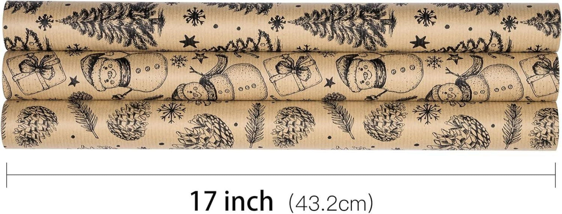 Weihnachts-Geschenkpapierrolle Kraftpapier Schwarzer Baum
