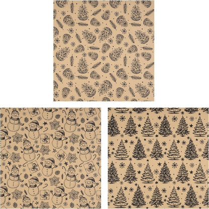 Weihnachts-Geschenkpapierrolle Kraftpapier Schwarz Baum 43,2x3m 3 Rollen