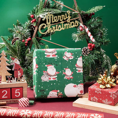 Weihnachts-Geschenkpapier Kraftpapier 76cm 3m Weihnachtsmann Schneeflocke Baum
