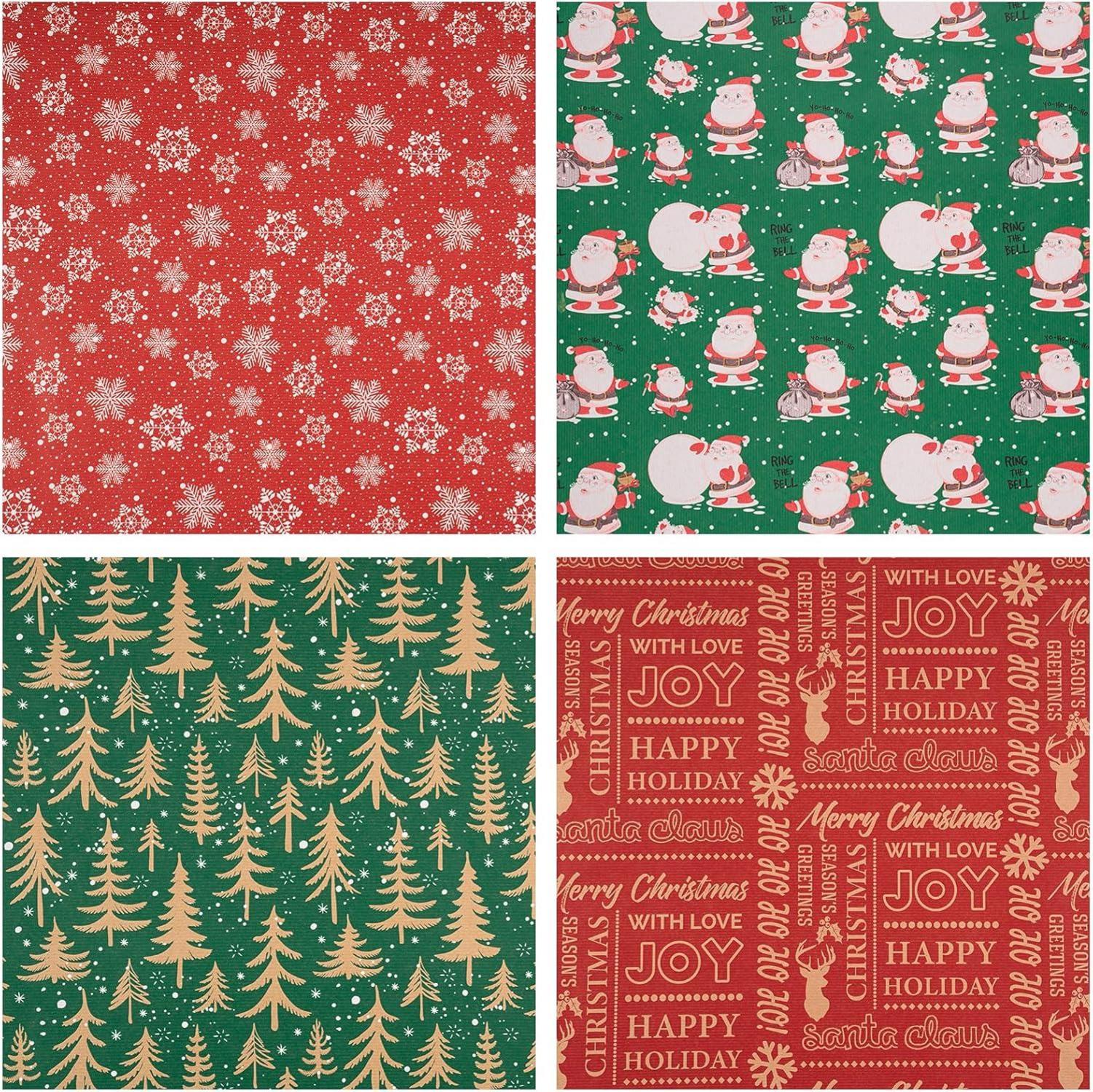 Weihnachts-Geschenkpapier Kraftpapier 76cm 3m Weihnachtsmann Schneeflocke Baum