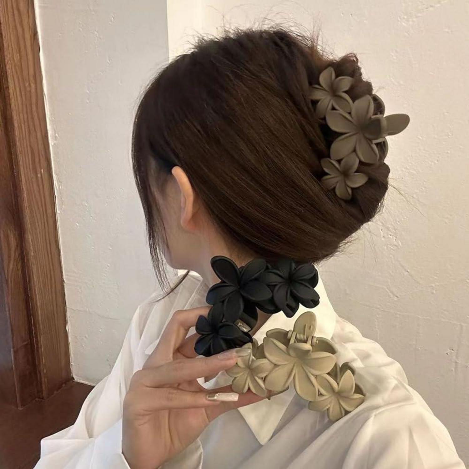 4er Set Große Blumen Haarclips für Dickes Dünnes Haar Frau Mädchen