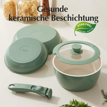 Keramik Pfannenset 5-teilig Abnehmbaren Griff grün