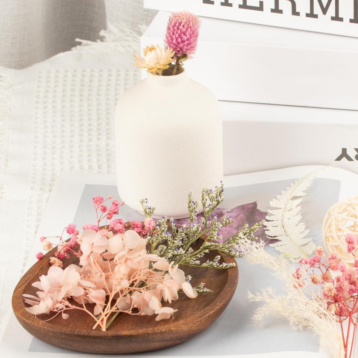 Getrocknete Blumen Set für DIY Heimdeko & Basteln (Rosa)
